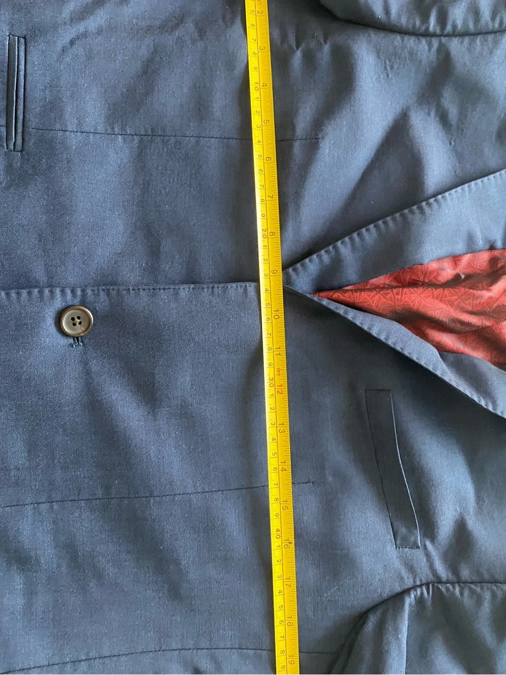 Men's Navy Blue Single-Breasted Blazer with Red Lining